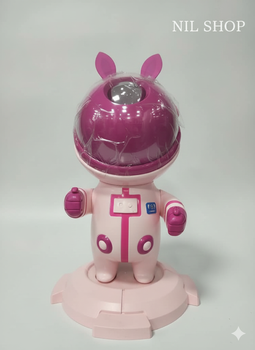 چراغ خواب کهکشانی خرگوشی صورتی فضانورد با اسپیکر